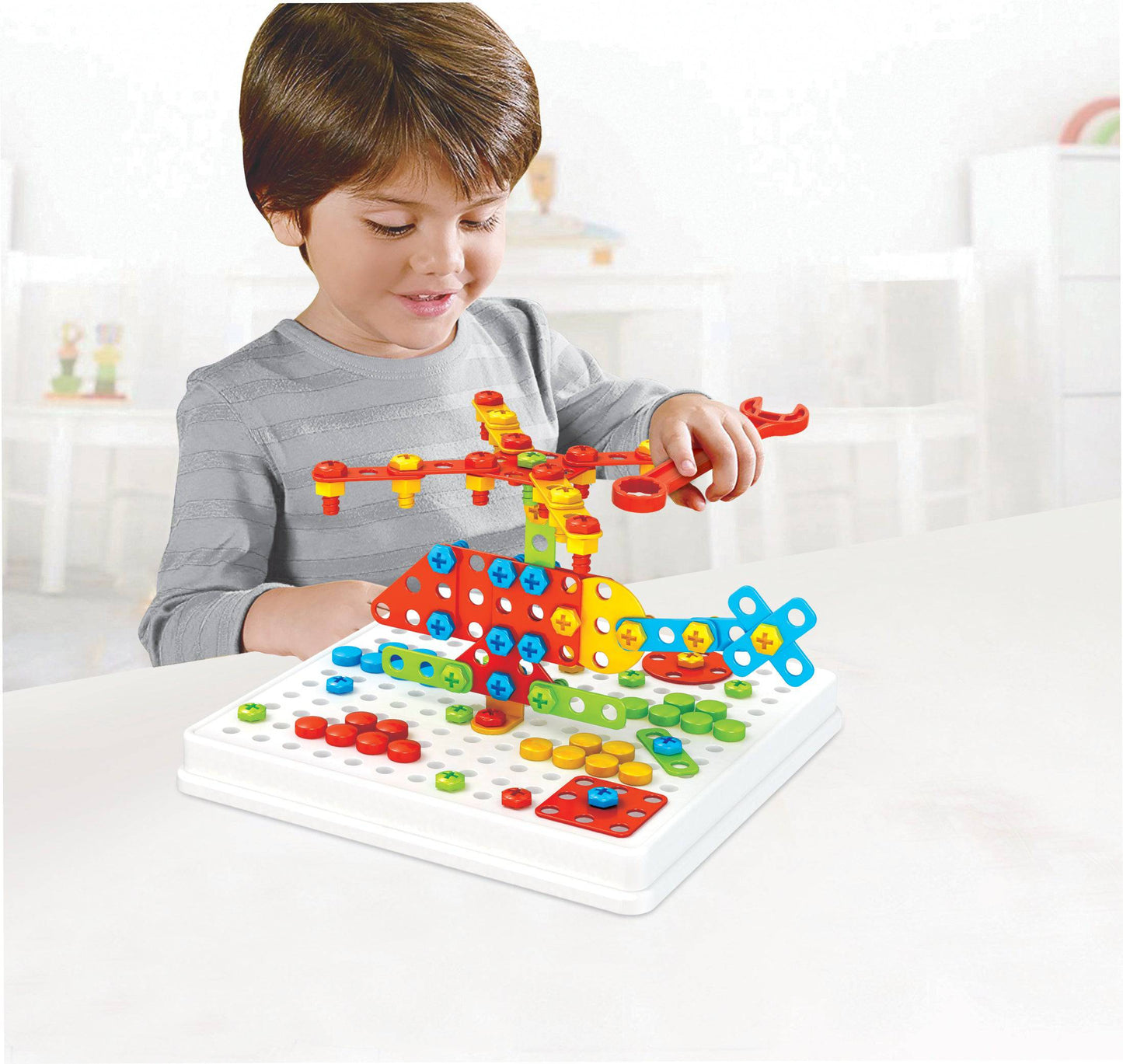 CREATE, DRILL & BUILD STEAM Drill & Screwdriver Toy  - STEM Screw in Peg Design Kit - Discovery Toys