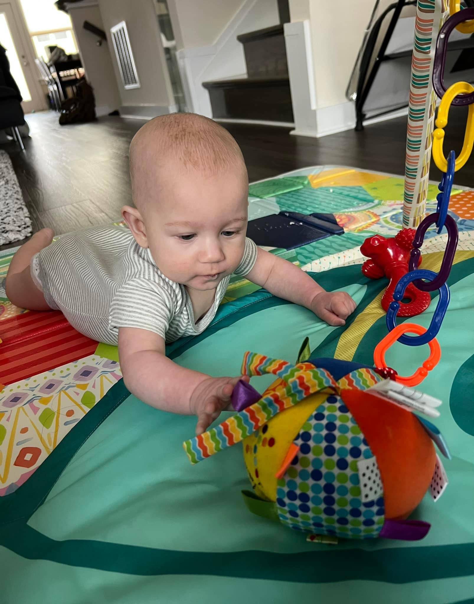 RAINBOW RIBBONS Plush Newborn Infant Sensory Toy Ball - Discovery Toys