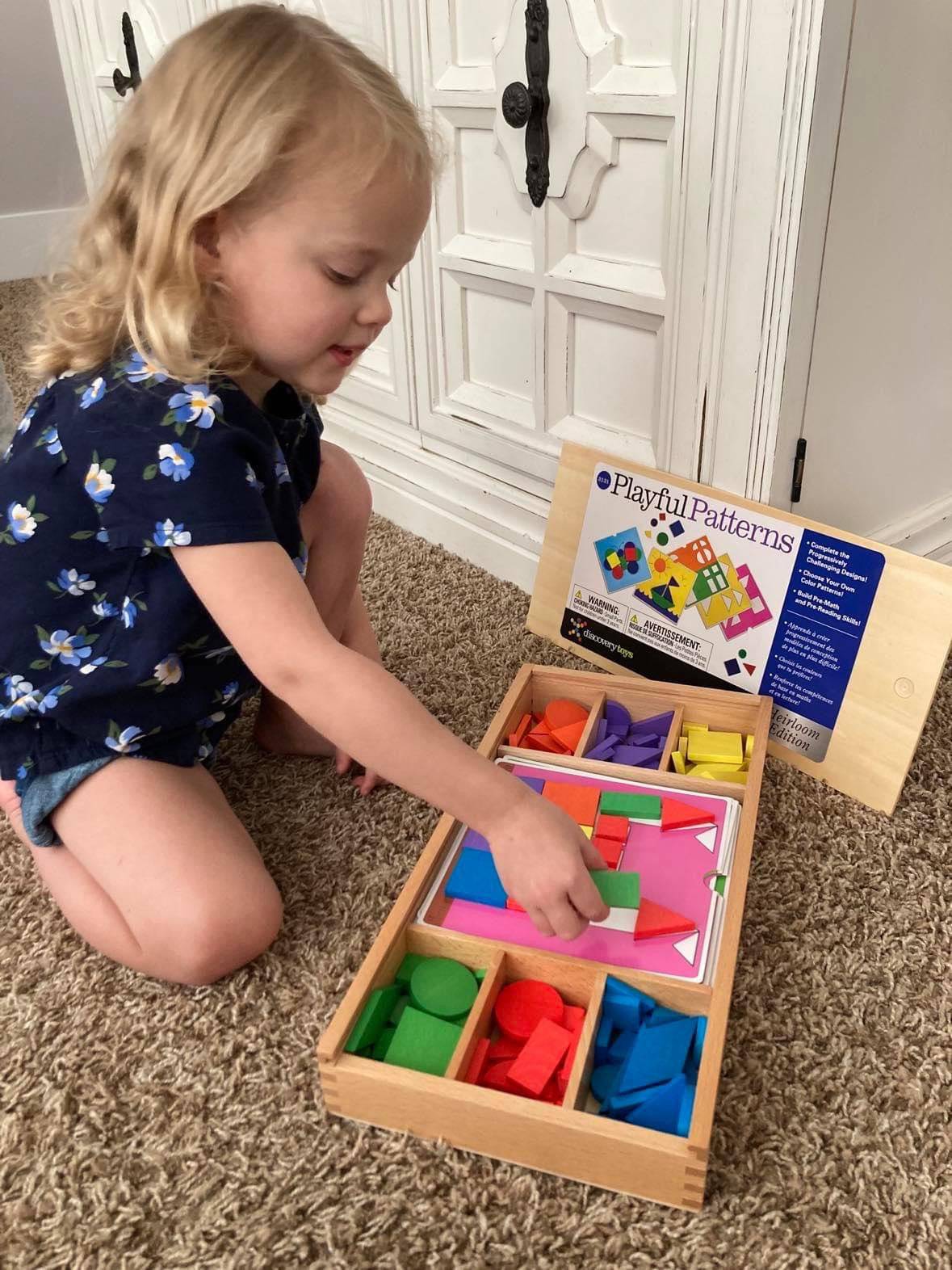 PLAYFUL PATTERNS Montessori Wood Shapes Puzzle Educational Toy 3 - 4 Years - Discovery Toys