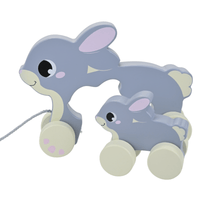 PULL ALONG RABBIT & BUNNY - Wood Pull Toy - Toddler Educational Toy - Discovery Toys