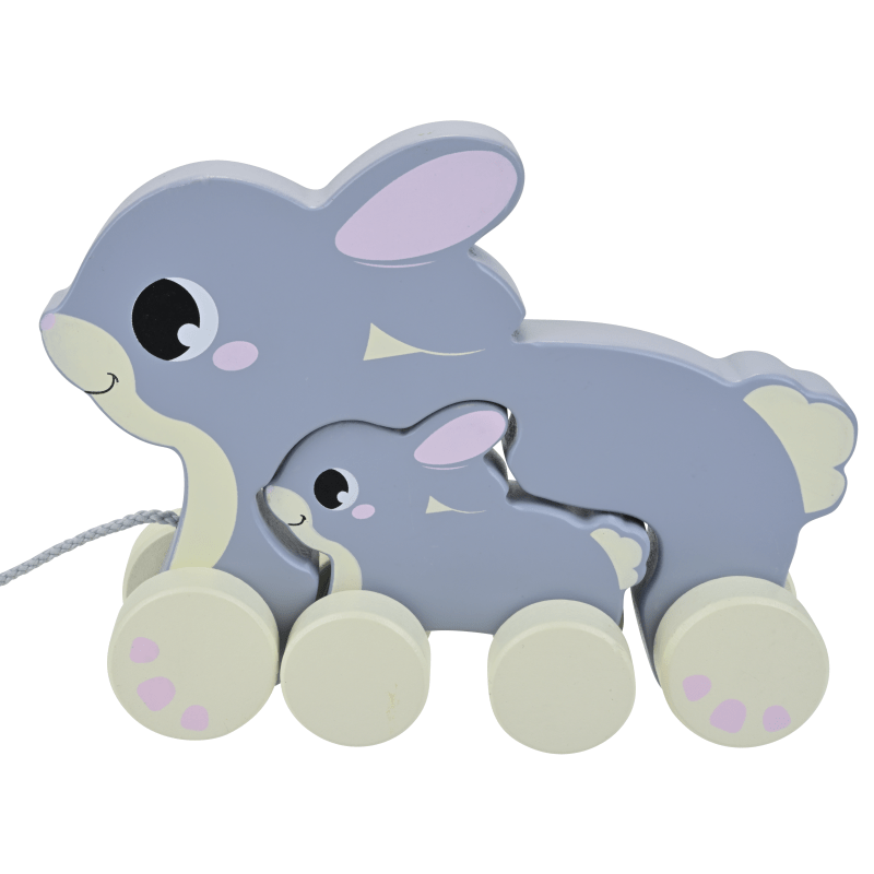 PULL ALONG RABBIT & BUNNY Wood Pull Toy for Toddlers | 1 -2 Years ...