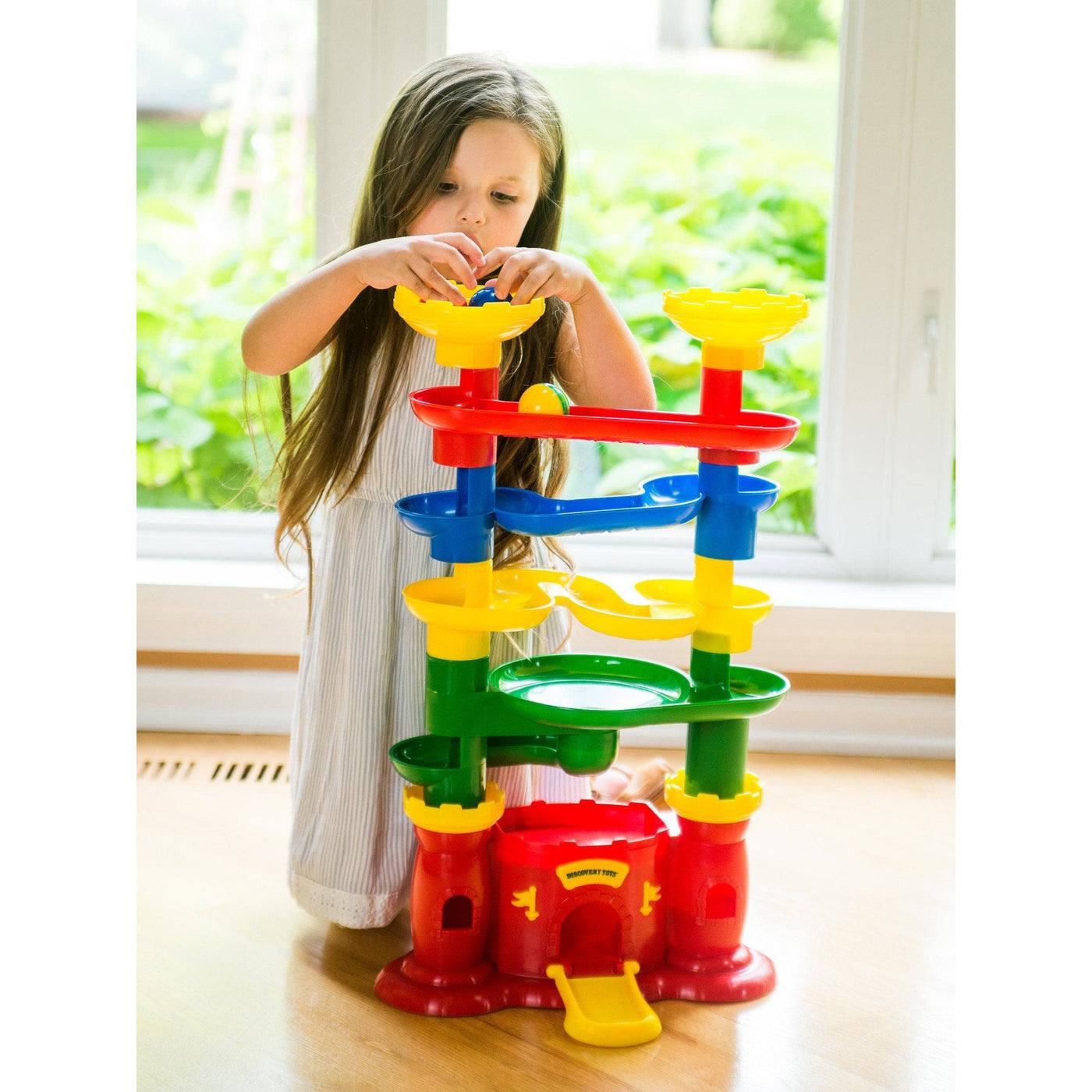 CASTLE MARBLEWORKS Chime Ball Drop Tower Run Toy - Discovery Toys