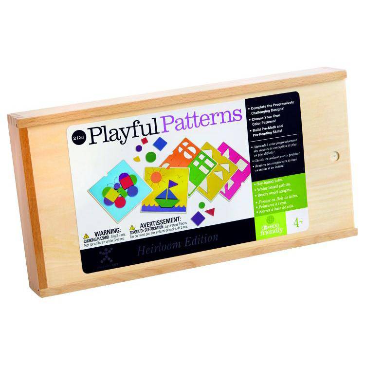 PLAYFUL PATTERNS Montessori Wood Shapes Puzzle Educational Toy 3 - 4 Years - Discovery Toys