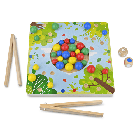 PICK A FRUIT Montessori Wood Tongs Game - Discovery Toys