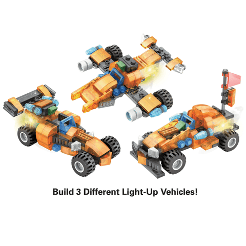 CRYSTAL BRIX 3 in 1 Light Up Vehicle - Construction Building Brick Kit - Discovery Toys