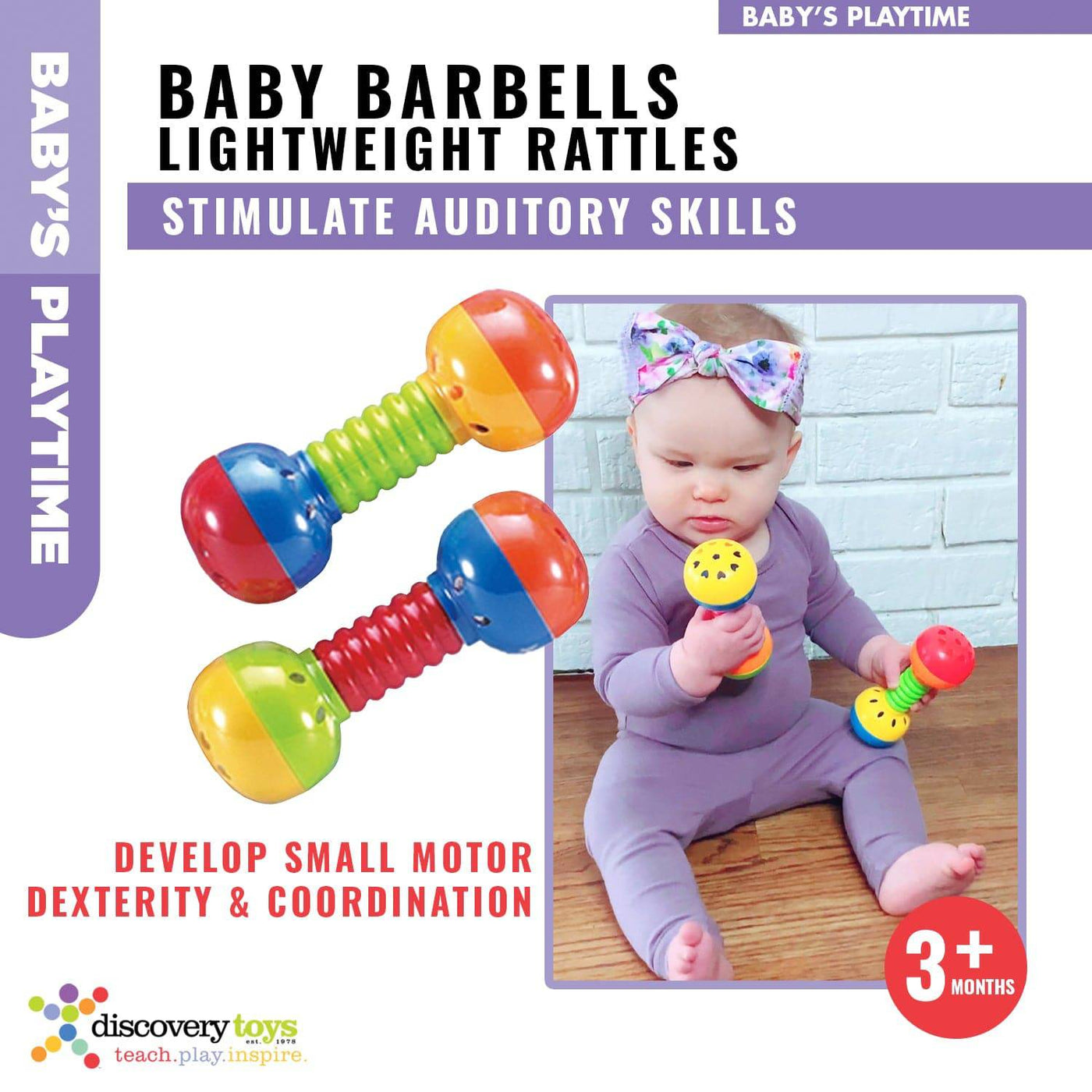 BABY BARBELLS Newborn Infant Rattle Set - Discovery Toys