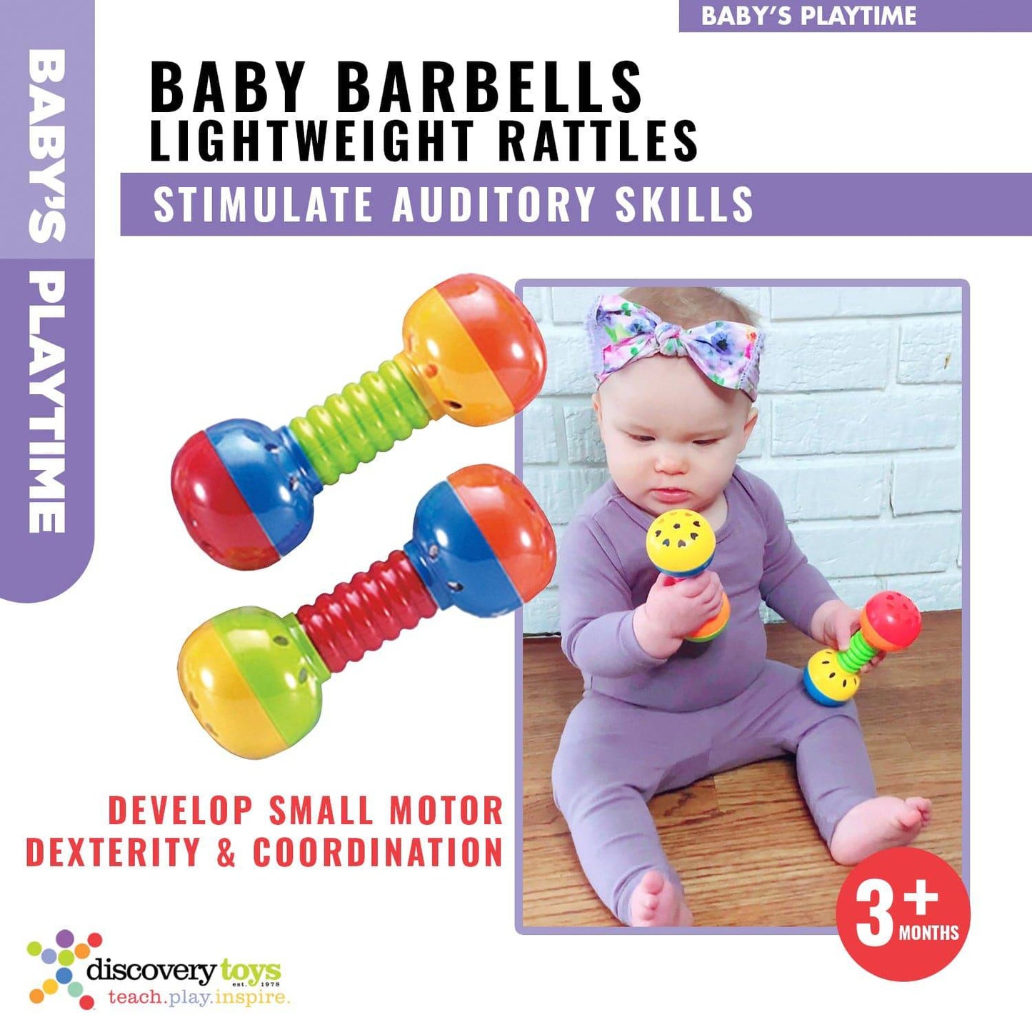 BABY BARBELLS Newborn Infant Rattle Set - Discovery Toys