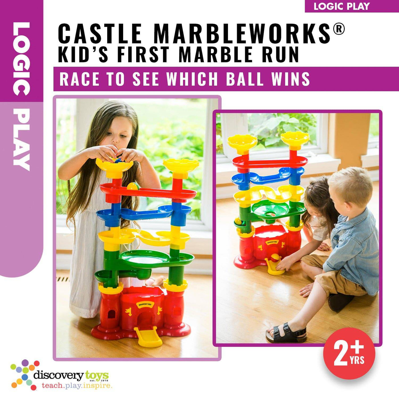 CASTLE MARBLEWORKS Chime Ball Drop Tower Run Toy - Discovery Toys