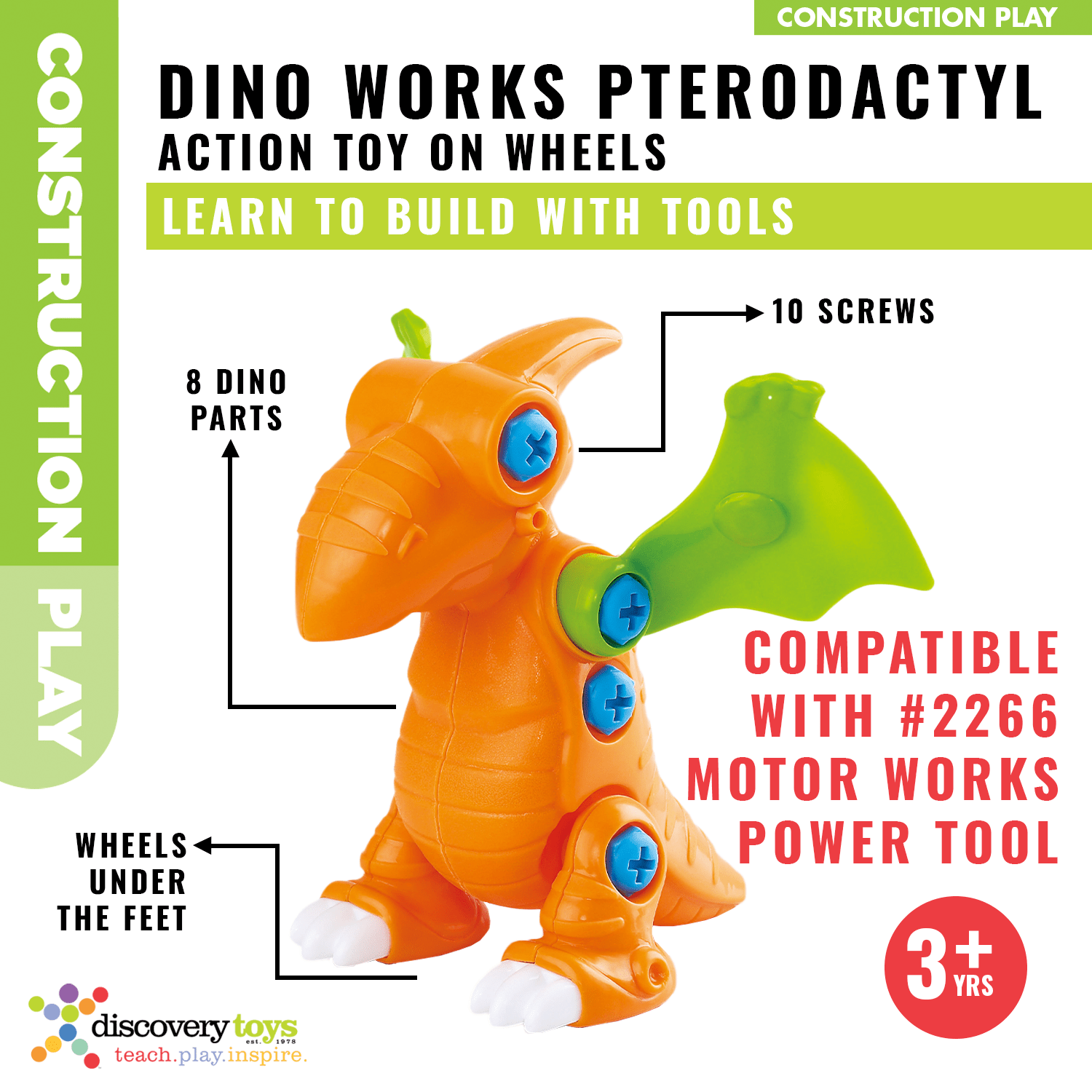 DINO WORKS - PTERODACTYL DIY Take Apart Dinosaur Toy Building Construction Kit - Discovery Toys