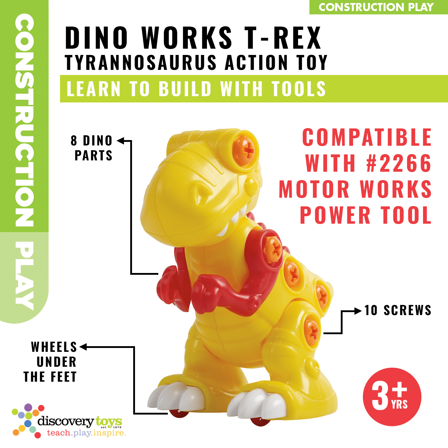 DINO WORKS T-REX DIY Take Apart Dinosaur Toy Building Construction Kit - Discovery Toys