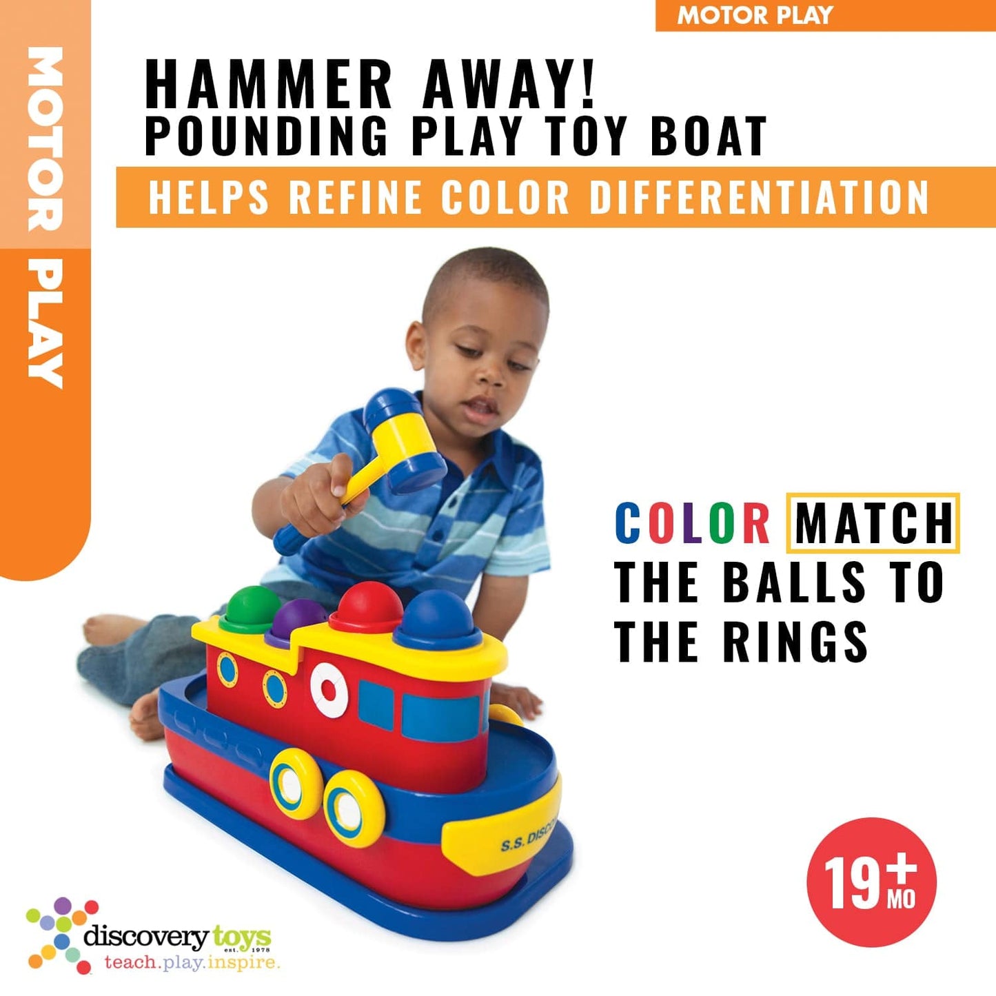 HAMMER AWAY! Toddler Hammer Ball Banging Bench Toy - Discovery Toys