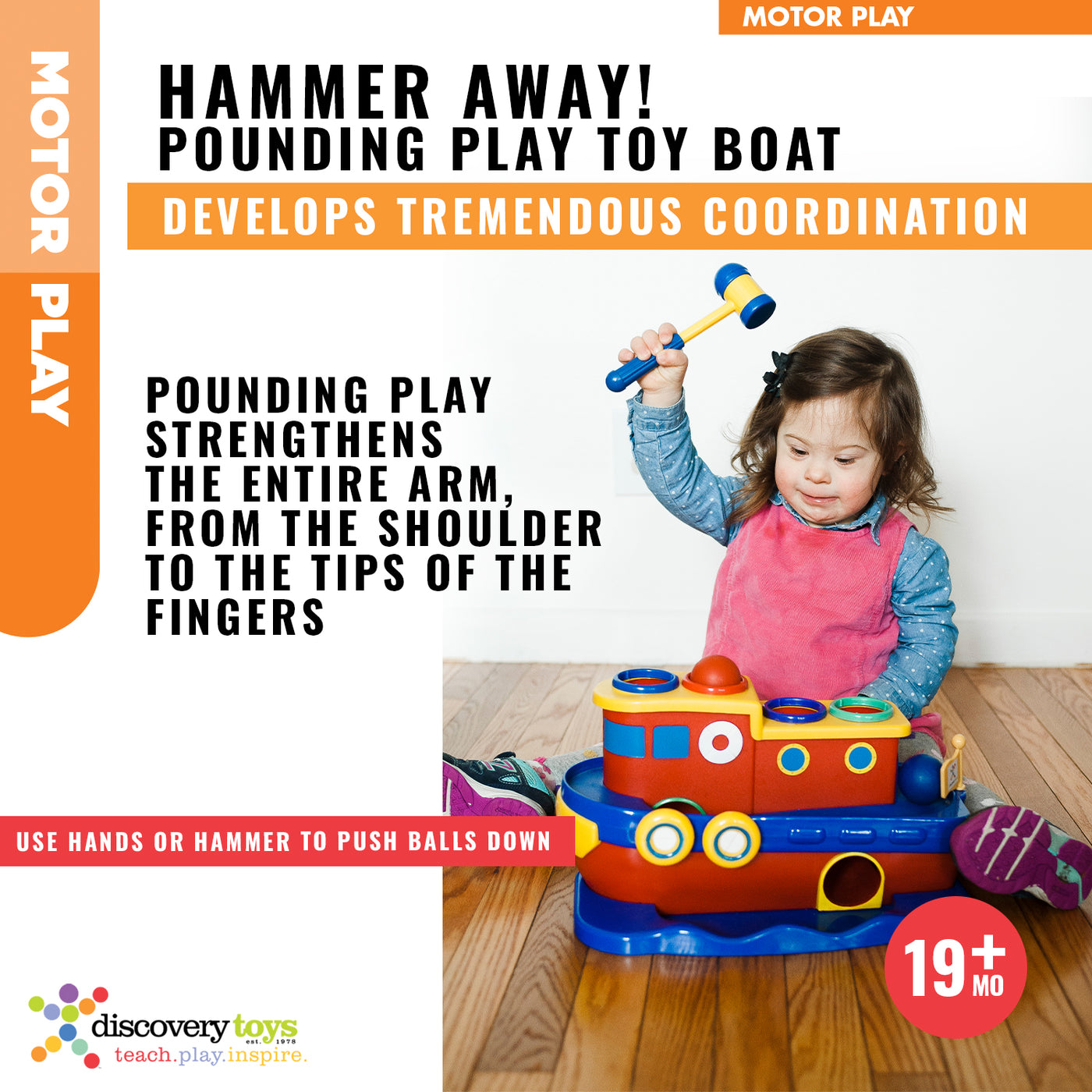 HAMMER AWAY! Toddler Hammer Ball Banging Bench Toy - Discovery Toys