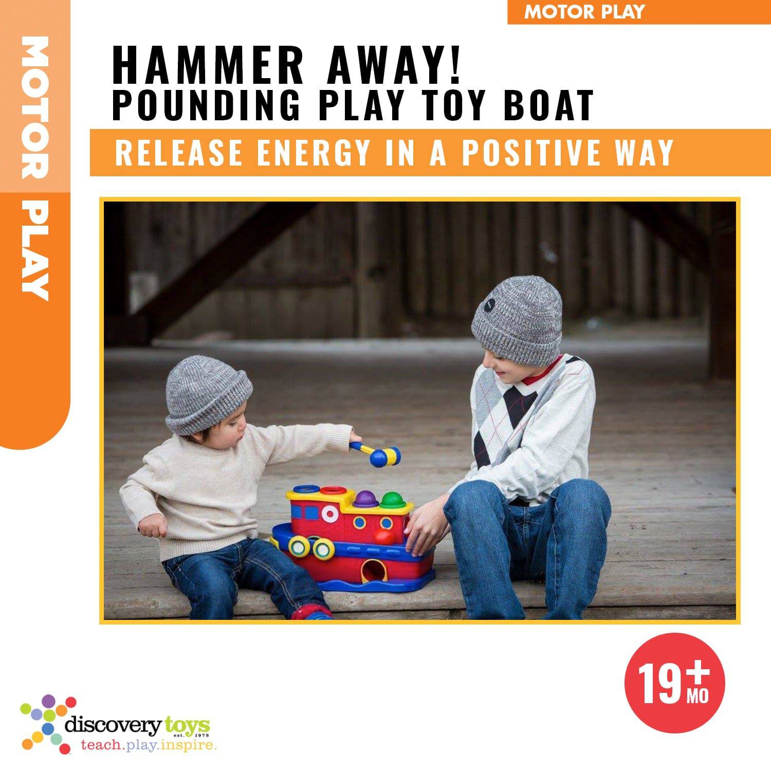 HAMMER AWAY! Toddler Hammer Ball Banging Bench Toy - Discovery Toys