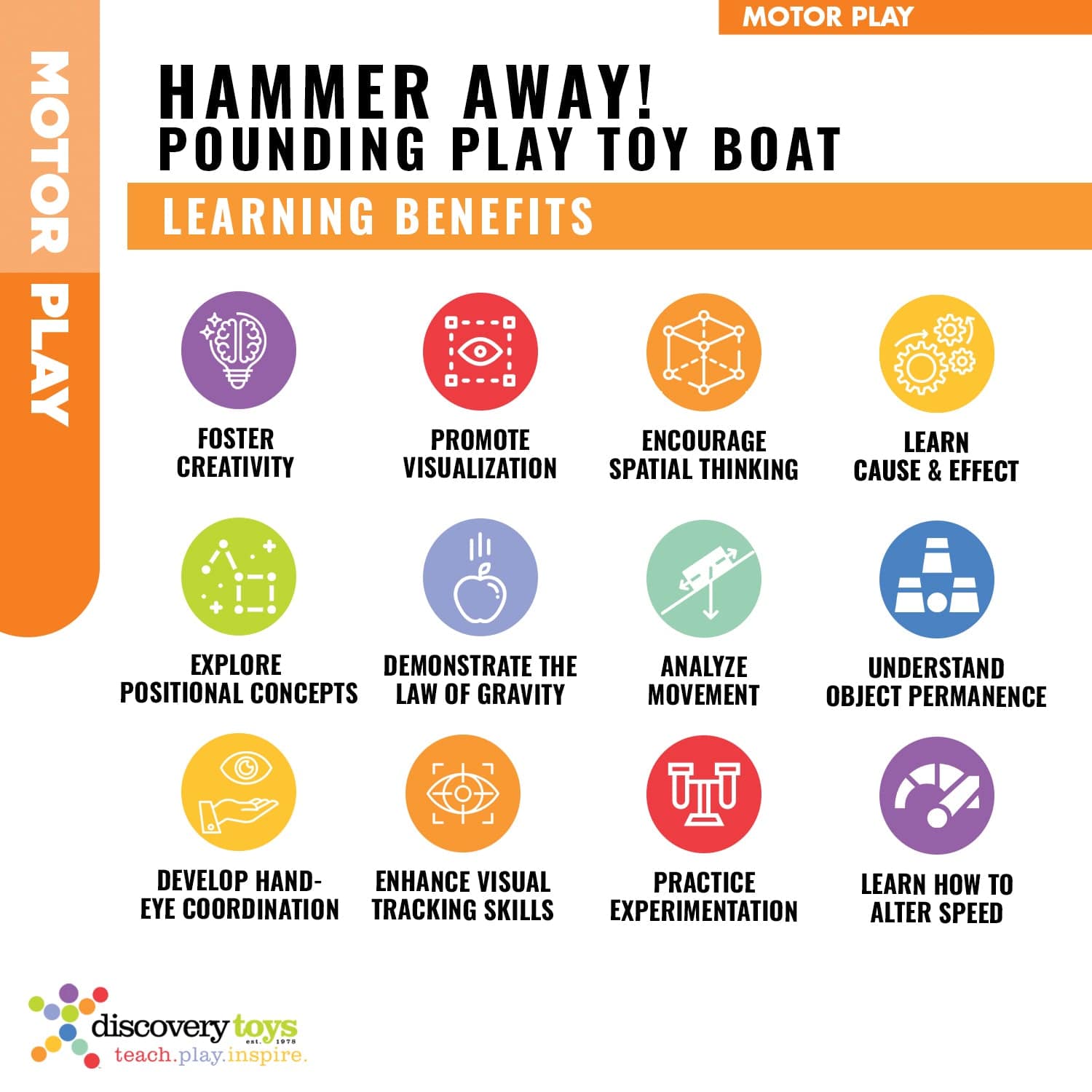 HAMMER AWAY! Toddler Hammer Ball Banging Bench Toy - Discovery Toys