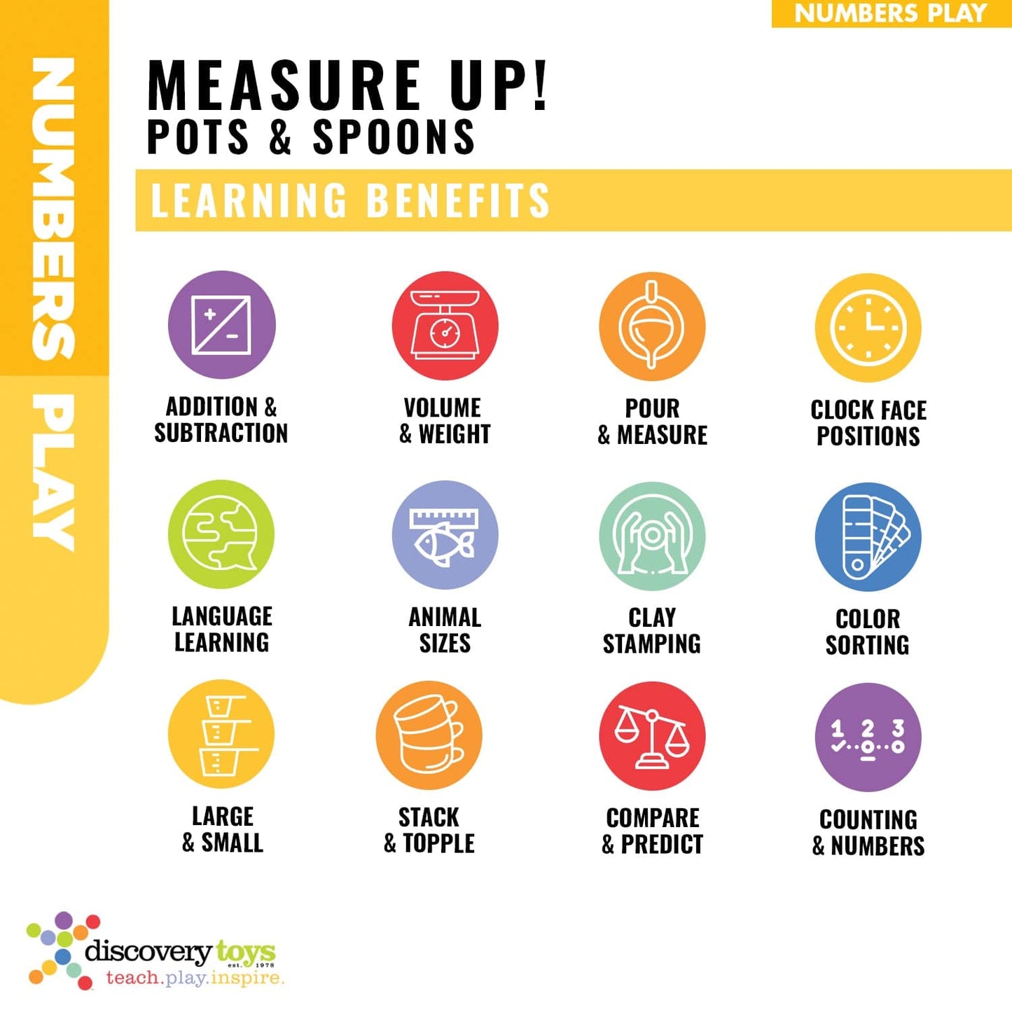 MEASURE UP! POTS & SPOONS  Stacking Educational Toyt - Discovery Toys