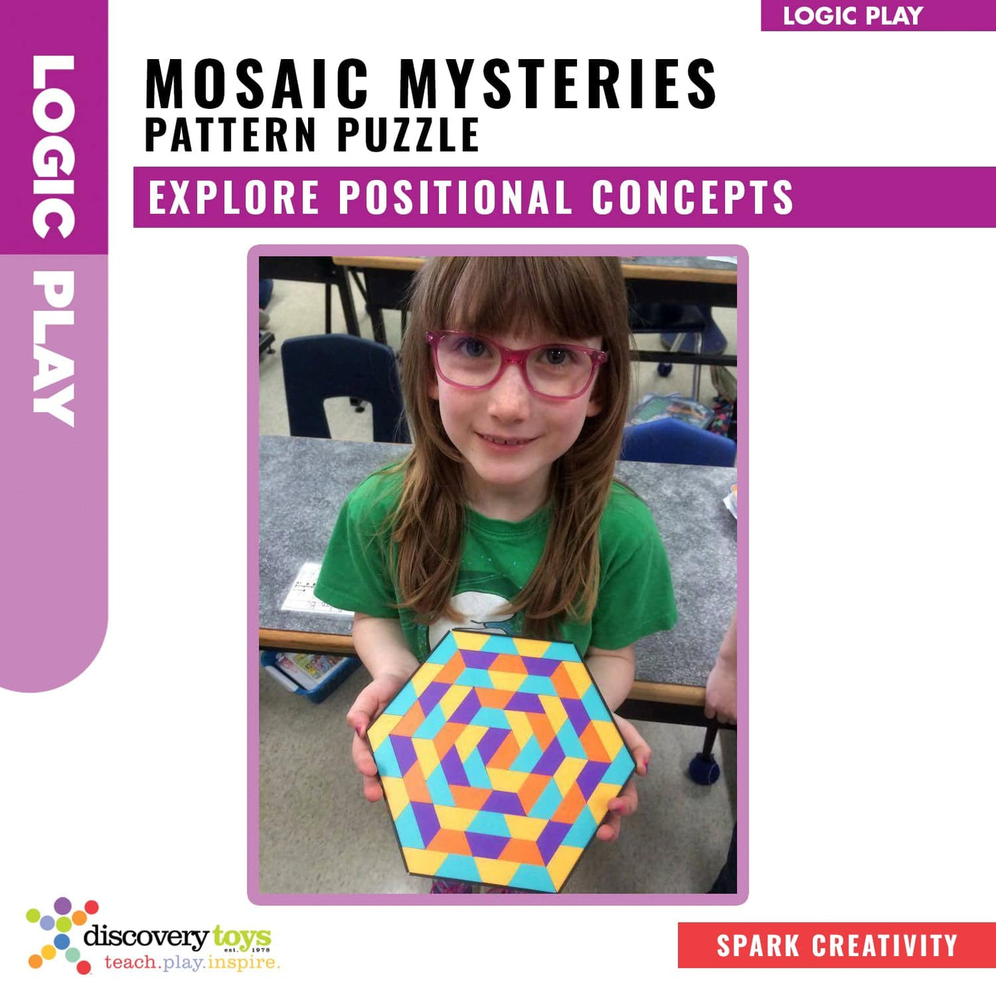 MOSAIC MYSTERIES Design Pattern Mosaic Puzzle - Discovery Toys