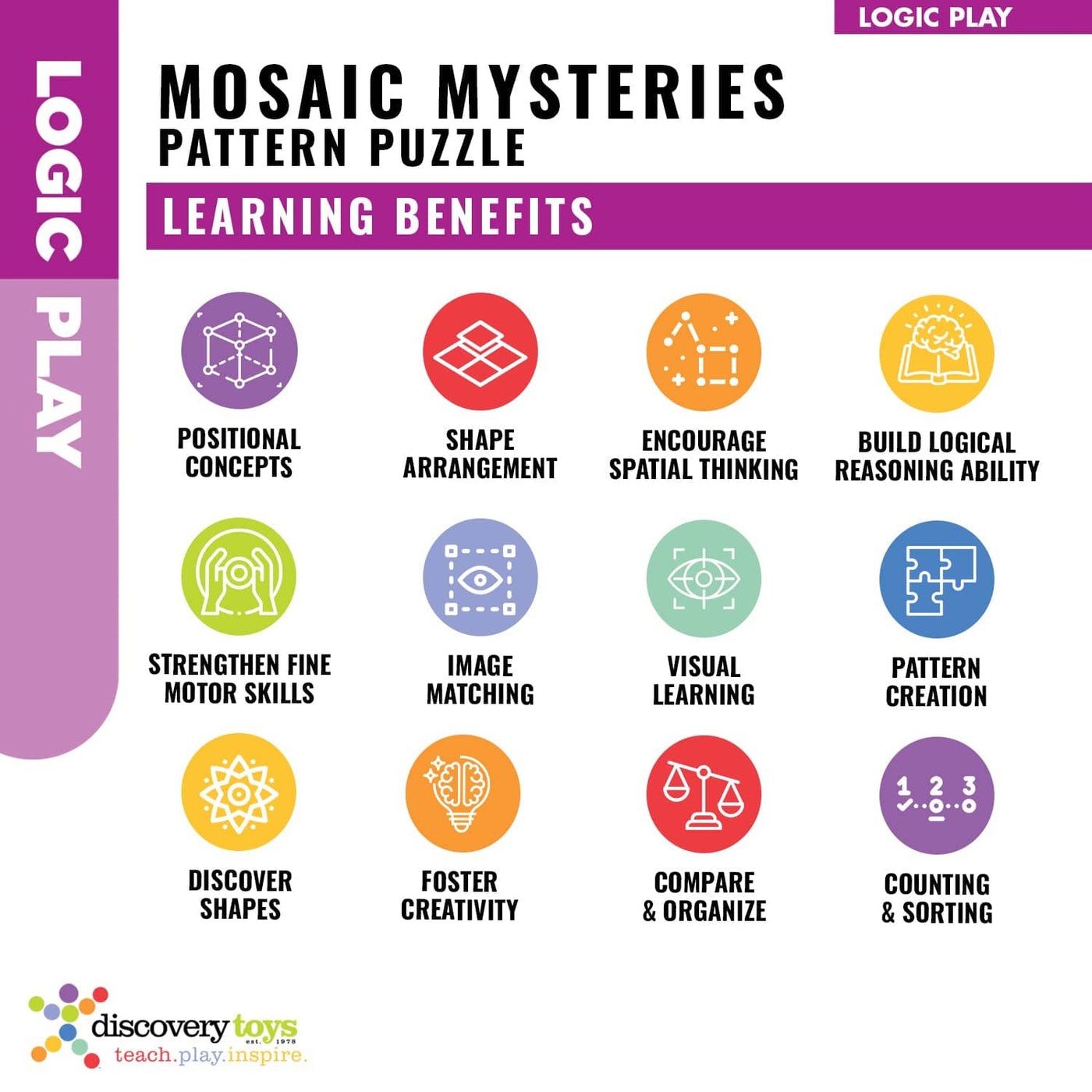 MOSAIC MYSTERIES Design Pattern Mosaic Puzzle - Discovery Toys