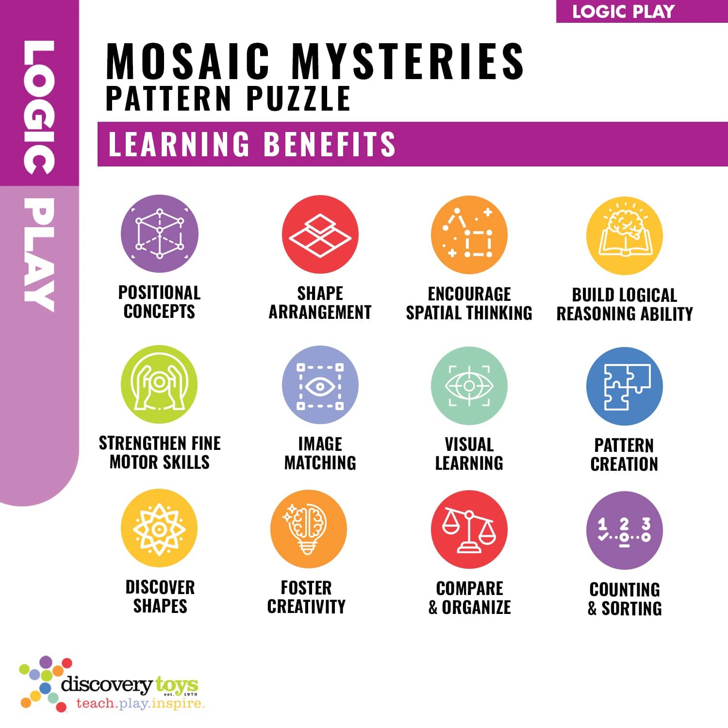 MOSAIC MYSTERIES Design Pattern Mosaic Puzzle - Discovery Toys