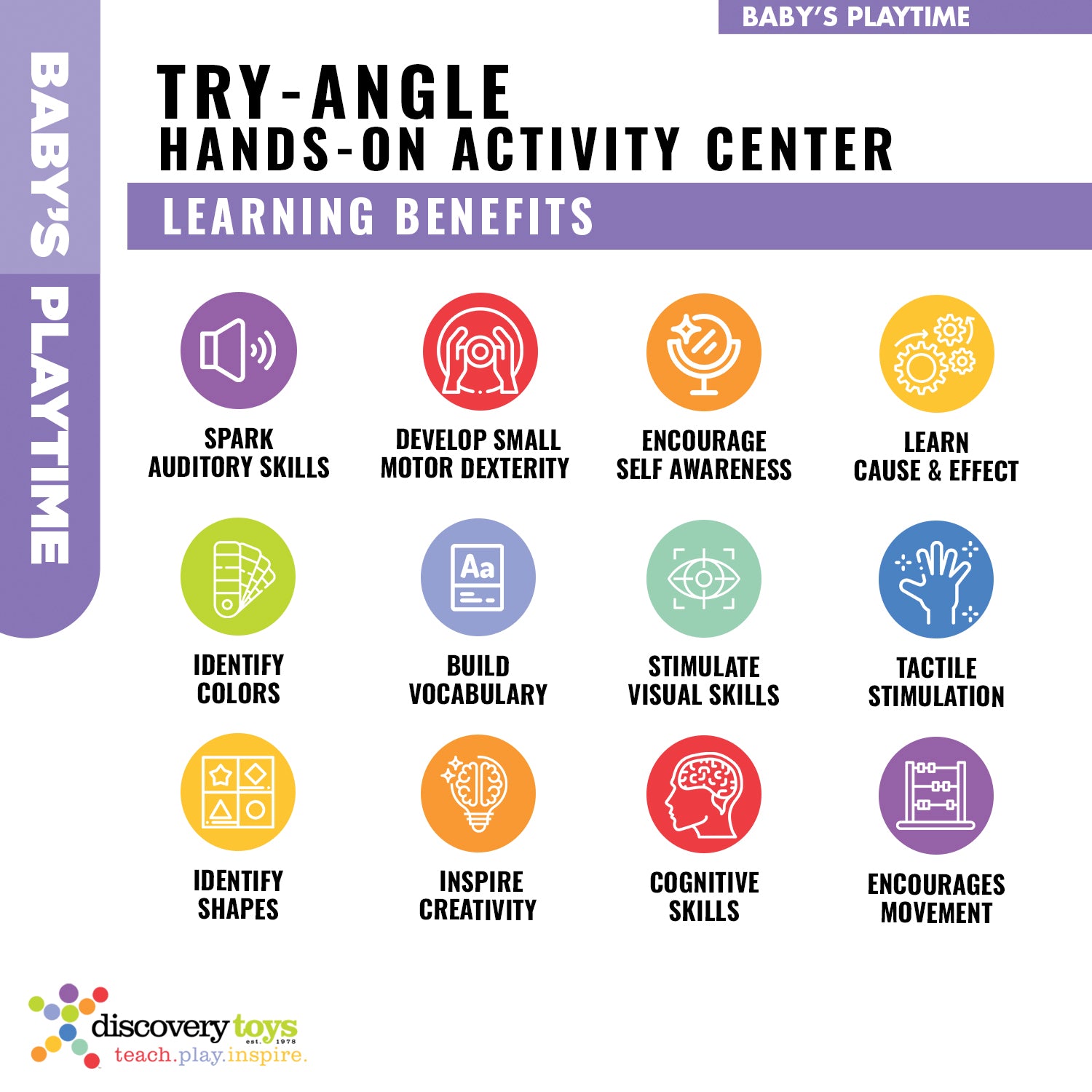 TRY-ANGLE Foldable Newborn Baby Activity Center - Discovery Toys
