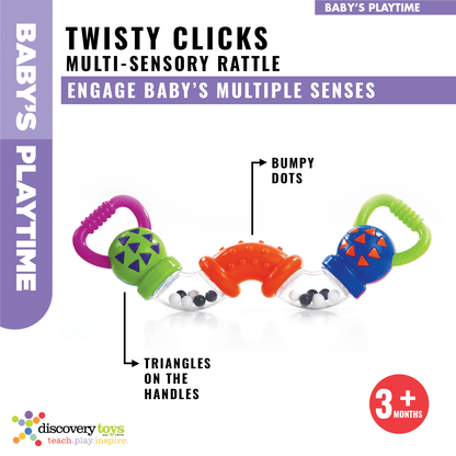 TWISTY CLICKS  Infant Sensory Toy - Newborn Rattle Toy - Discovery Toys