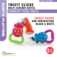 TWISTY CLICKS  Infant Sensory Toy - Newborn Rattle Toy - Discovery Toys